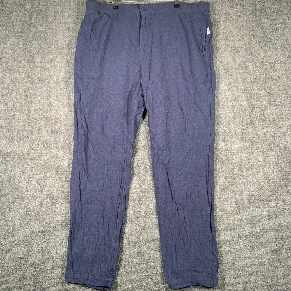 Onia Jogger Pants Mens XL Blue Linen Lightweight Cuffed Casual Lounge Summer